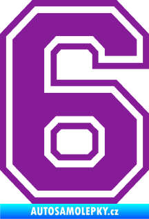 Samolepka Startovní číslo 6 typ 4 fialová