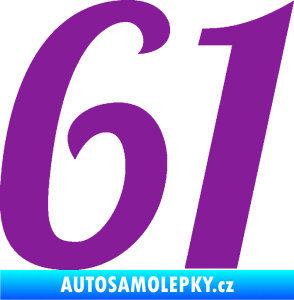 Samolepka Startovní číslo 61 typ 3 fialová