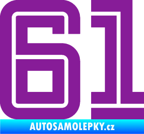Samolepka Startovní číslo 61 typ 7 fialová