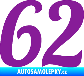 Samolepka Startovní číslo 62 typ 3 fialová