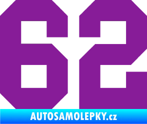 Samolepka Startovní číslo 62 fialová