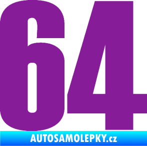 Samolepka Startovní číslo 64 typ 2    fialová