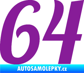 Samolepka Startovní číslo 64 typ 3 fialová