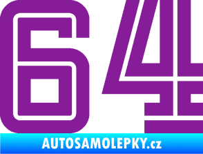 Samolepka Startovní číslo 64 typ 7 fialová