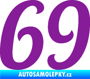 Samolepka Startovní číslo 69 typ 3 fialová