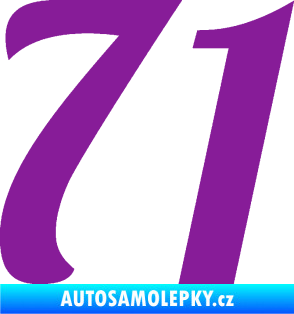 Samolepka Startovní číslo 71 typ 3   fialová