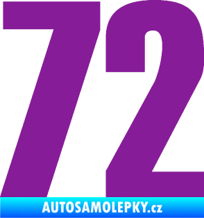 Samolepka Startovní číslo 72 typ 2   fialová