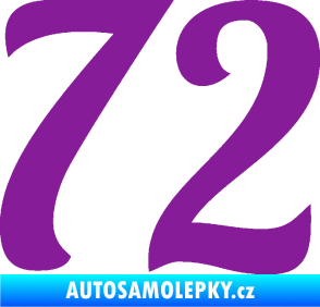 Samolepka Startovní číslo 72 typ 3   fialová