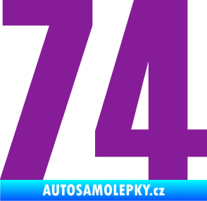 Samolepka Startovní číslo 74 typ 2     fialová