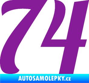 Samolepka Startovní číslo 74 typ 3   fialová