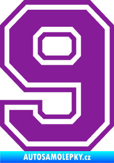 Samolepka Startovní číslo 9 typ 4 fialová