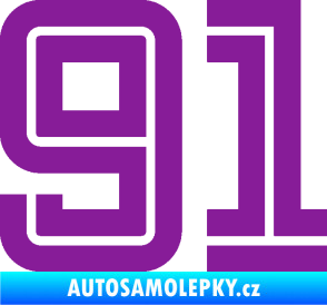 Samolepka Startovní číslo 91 typ 7 fialová