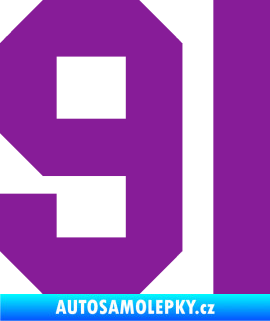 Samolepka Startovní číslo 91 fialová