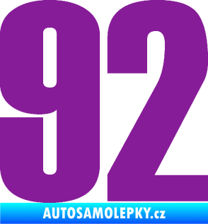 Samolepka Startovní číslo 92 typ 2  fialová