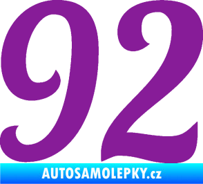 Samolepka Startovní číslo 92 typ 3   fialová
