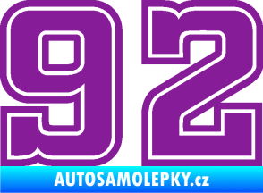 Samolepka Startovní číslo 92 typ 5 fialová