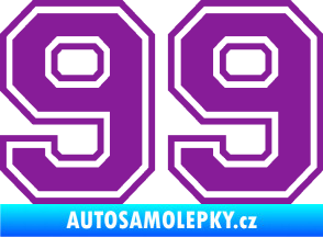 Samolepka Startovní číslo 99 typ 4 fialová