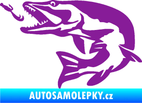 Samolepka Štika 005 levá s návnadou fialová