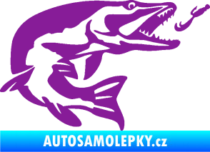 Samolepka Štika 005 pravá s návnadou fialová