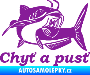 Samolepka Sumec 002 chyť a pusť pravá fialová