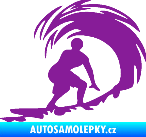 Samolepka Surfař 005 pravá velké vlny fialová