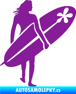 Samolepka Surfařka 003 pravá fialová