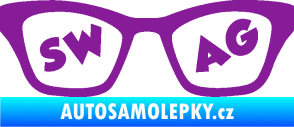 Samolepka Swag nápis v brýlích fialová