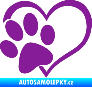Samolepka Tlapka love levá fialová