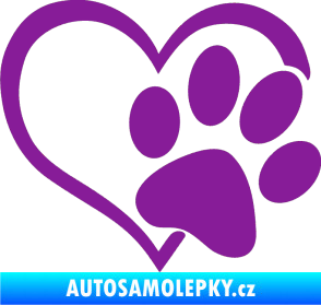 Samolepka Tlapka love pravá fialová