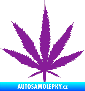 Samolepka Travka 001 lístek marihuany fialová