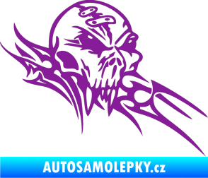 Samolepka Tribal skull pravá lebka fialová