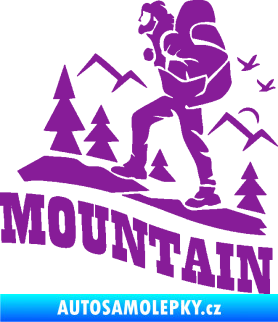 Samolepka Turista 005 levá výšlap na hory fialová