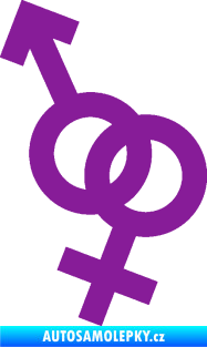 Samolepka Ty a já 001 symbol pro muže a ženu fialová