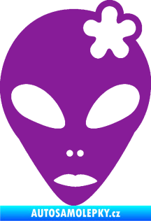 Samolepka UFO 009 slečna s kytičkou pravá fialová
