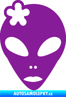 Samolepka UFO 009 slečna s kytičkou levá fialová