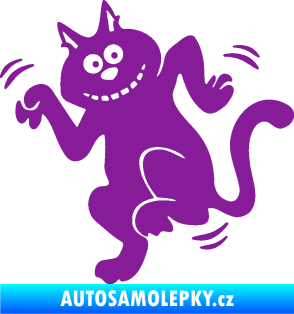Samolepka Veselá kočka levá fialová
