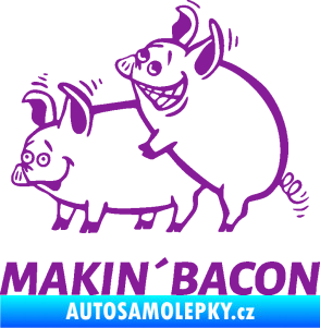 Samolepka Veselá prasátka makin bacon levá fialová