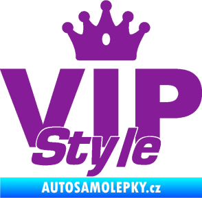 Samolepka VIP styl nápis s korunkou fialová
