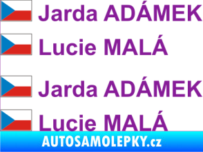 Samolepka Vlajka ČR se jménem fialová
