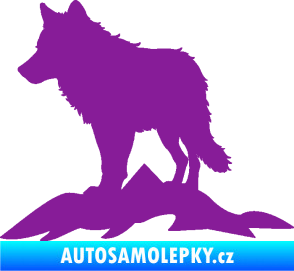 Samolepka Vlk 031 levá hory fialová