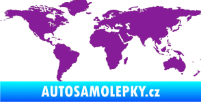 Samolepka World mapa světa fialová