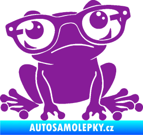 Samolepka Žába 011 pravá kouká s brýlemi fialová