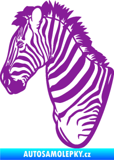 Samolepka Zebra 001 levá hlava fialová