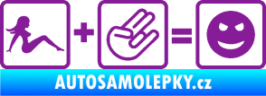Samolepka Žena + shocker = šklebící se smajlík pravá fialová
