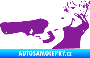 Samolepka Žena s pistolí levá fialová
