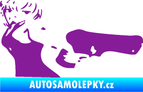 Samolepka Žena s pistolí pravá fialová