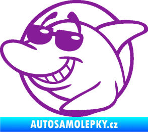 Samolepka Žralok 018 levá cool s brýlemi fialová