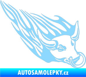 Samolepka Animal flames 010 pravá býk s kruhem světle modrá