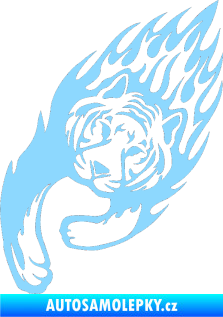 Samolepka Animal flames 015 levá tygr světle modrá
