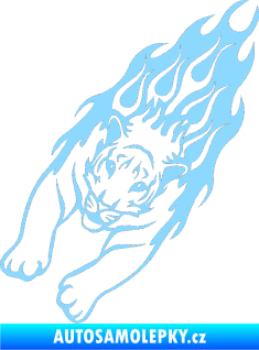 Samolepka Animal flames 024 levá tygr světle modrá